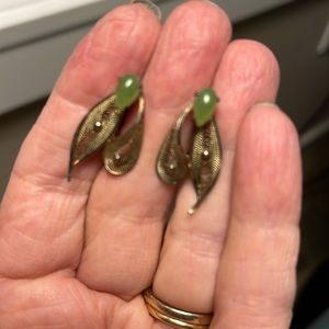 Vintage silver and green stone earrings